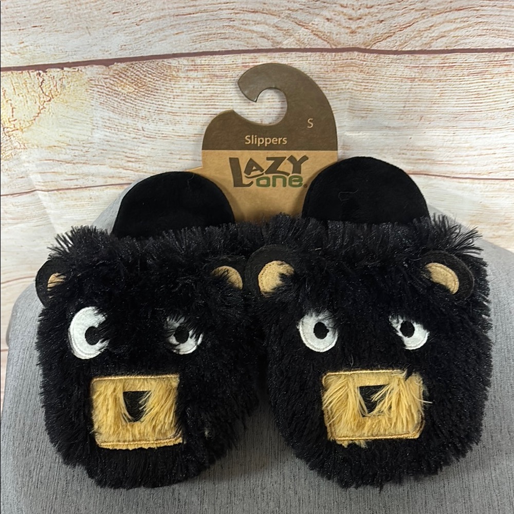 Lazy One Black Bear Kids Slippers